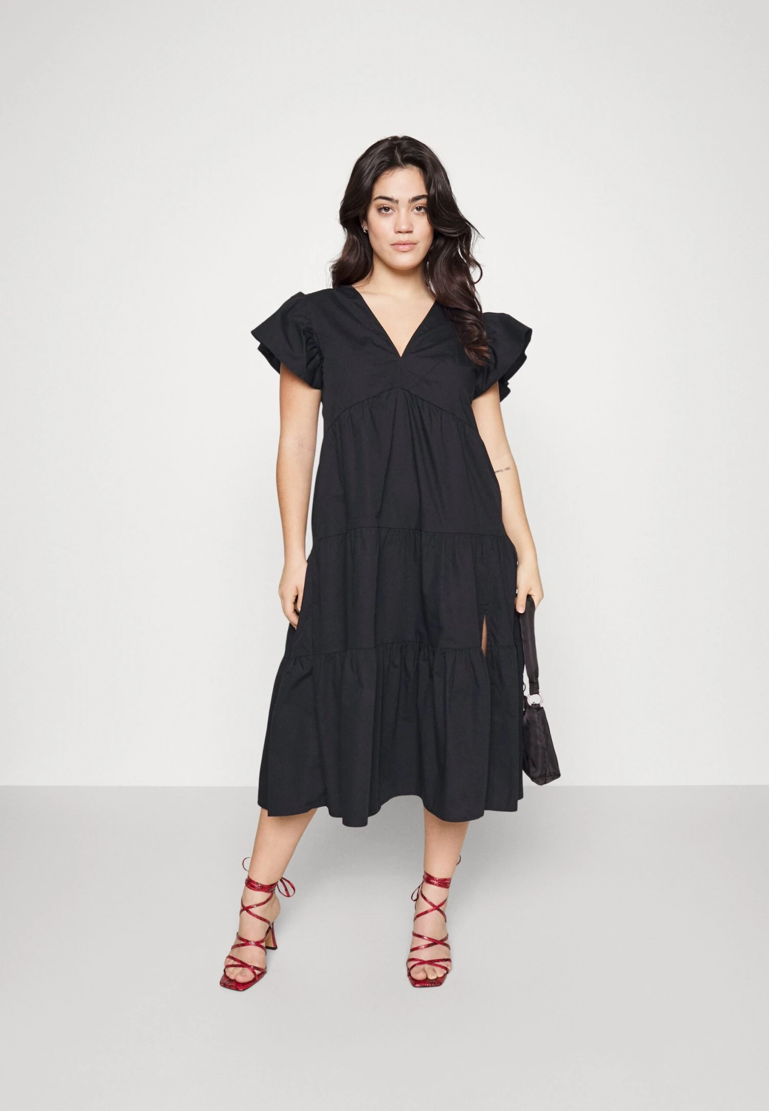 Vero Moda Curve Vmjarlotte Calf Slit Dress - Jurk - Black 4 Vero Moda Curve Vmjarlotte Calf Slit Dress - Jurk - Black - Afbeelding 2