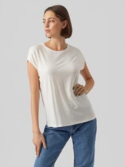 Vero Moda Vmava Plain Ss Gajrs Noos - T-Shirt Basic - Snow White