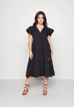 Vero Moda Curve Vmjarlotte Calf Slit Dress - Jurk - Black
