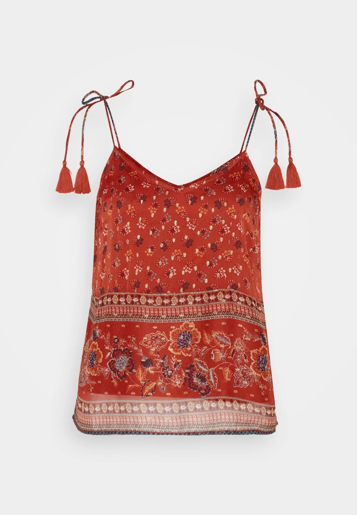 Vero Moda Vmlucy String Singlet Boho- Top - Barn Red 7 Vero Moda Vmlucy String Singlet Boho- Top - Barn Red - Afbeelding 5