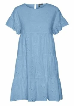 Vero Moda Mit Kurzen Ärmeln Broderie Anglaise - Jurk - Blue Bell -Vero Moda Winkel 1399cf02cccb4414933f128f296bec23