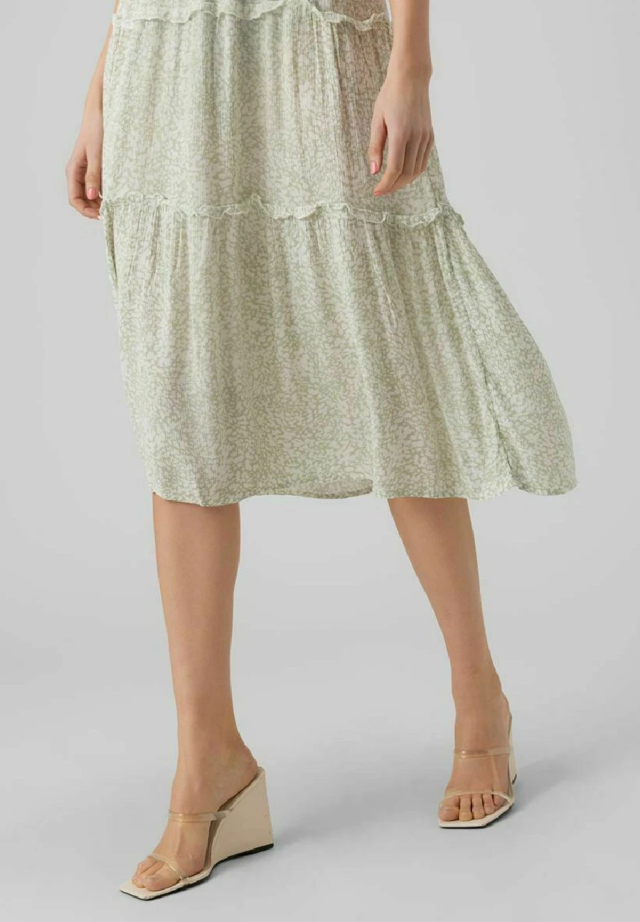 Vero Moda Menny Sl Smock Calf Wvn Ga - Jurk - Reseda 6 Vero Moda Menny Sl Smock Calf Wvn Ga - Jurk - Reseda - Afbeelding 4