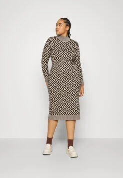 Vero Moda Curve Vmaria High Neck Dress - Gebreide Jurk - Black/Silver Mink