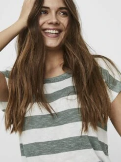 Vero Moda Vmwide Stripe S/L Ga Noos - T-Shirt Print - Laurel Wreath/Snow White -Vero Moda Winkel 1e6089caa6dd44209042b4245683a4e9