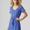 Vero Moda Petite Vmcaro Dotted Button Down - Jurk - Dazzling Blue -Vero Moda Winkel 247bfb8a1b444f6cbf2b5fd185ea9271