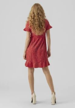 Vero Moda Vmhenna Wrap Frill- Jurk - Goji Berry/White -Vero Moda Winkel 2a2108cc570146a2a47cef8df4e3702a