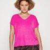 Vero Moda Curve Vmaya Ss V-Neck Vma Noos Curve - T-Shirt Basic - Pink Yarrow