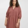 Vero Moda Curve 3/4-Ärmeliges - Jerseyjurk - Rose Brown