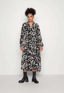 Vero Moda Curve Vmeasy Long V Neck Shirt Dress - Blousejurk - Black/Cila