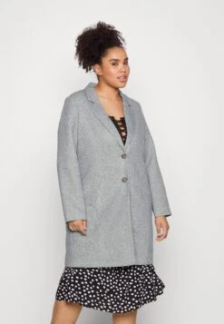 Vero Moda Curve Vmverodonacallie Coat - Halflange Jas - Light Grey Melange