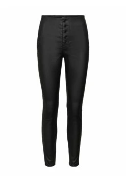 Vero Moda Skinny Fit Mit High Waist Sandy Beschichtete - Broek - Black