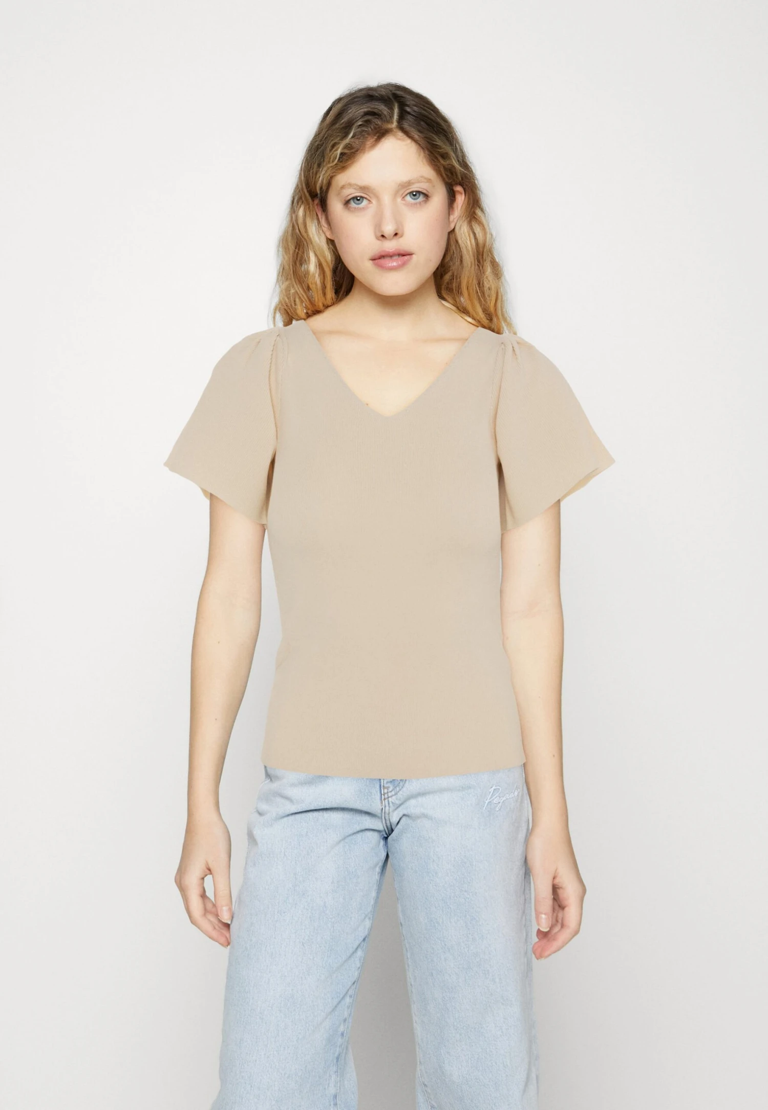 Vero Moda Vmginny V Neck - T-Shirt Basic - Eggnog 3 Vero Moda Vmginny V Neck - T-Shirt Basic - Eggnog