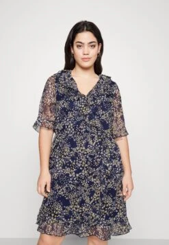 Vero Moda Curve Vmdora Kaya Short Dress - Jurk - Navy Blazer/Dora
