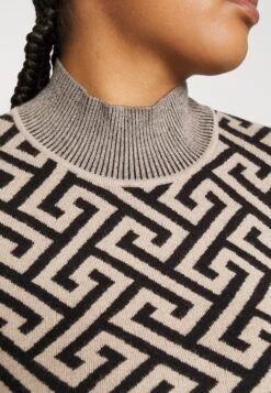 Vero Moda Curve Vmaria High Neck Dress - Gebreide Jurk - Black/Silver Mink -Vero Moda Winkel 4d287b529a8c43288f71c432f3bc004f