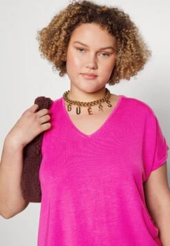 Vero Moda Curve Vmaya Ss V-Neck Vma Noos Curve - T-Shirt Basic - Pink Yarrow -Vero Moda Winkel 51adf5e4eaa048e98cf558b9d6330b85