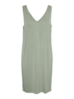 Vero Moda Vmfilli V Neck Knee Dress - Jerseyjurk - Desert Sage