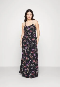 Vero Moda Curve Vmeasy Slit Maxi Dress- Maxi-Jurk - Black/Mille