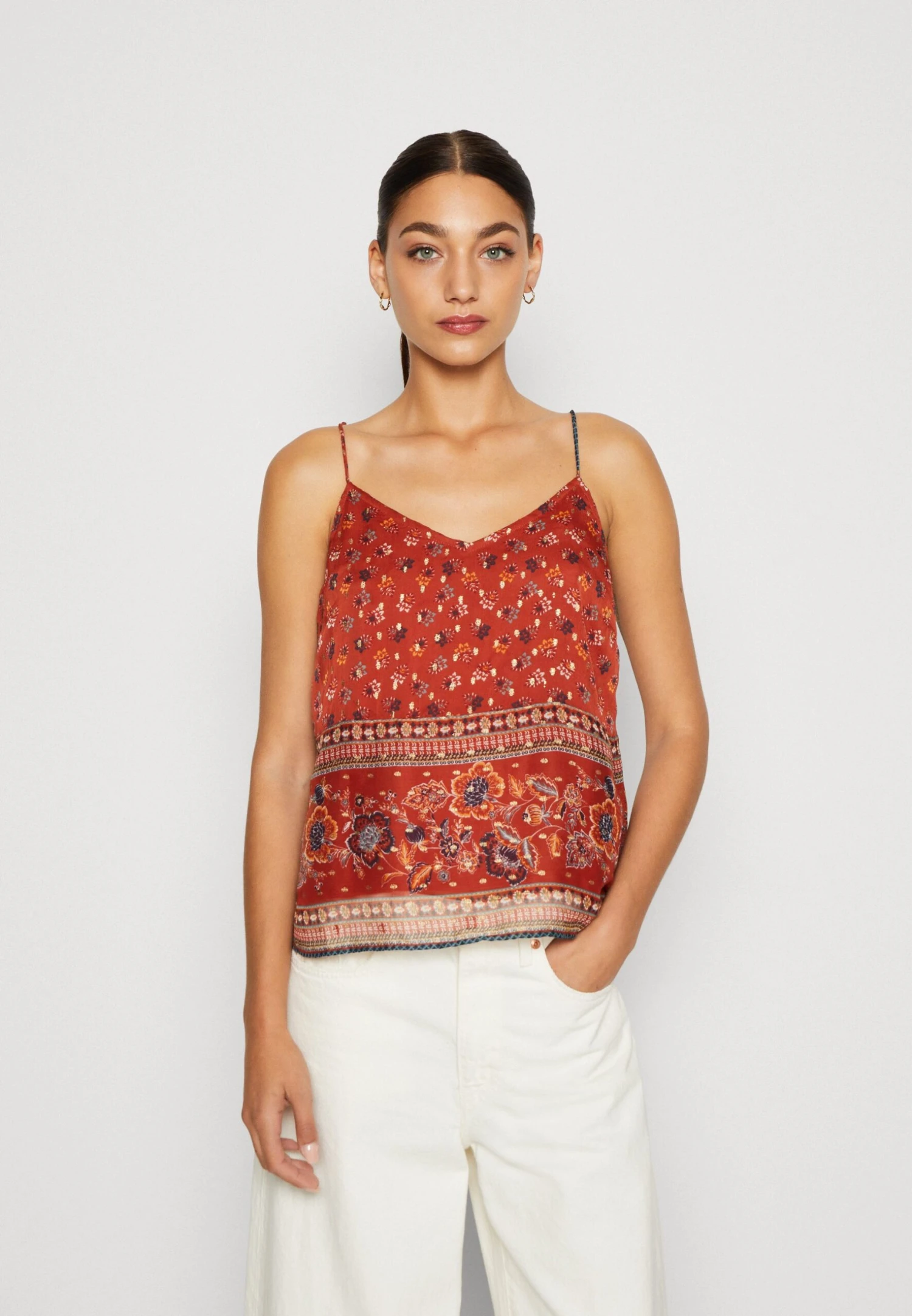 Vero Moda Vmlucy String Singlet Boho- Top - Barn Red 3 Vero Moda Vmlucy String Singlet Boho- Top - Barn Red