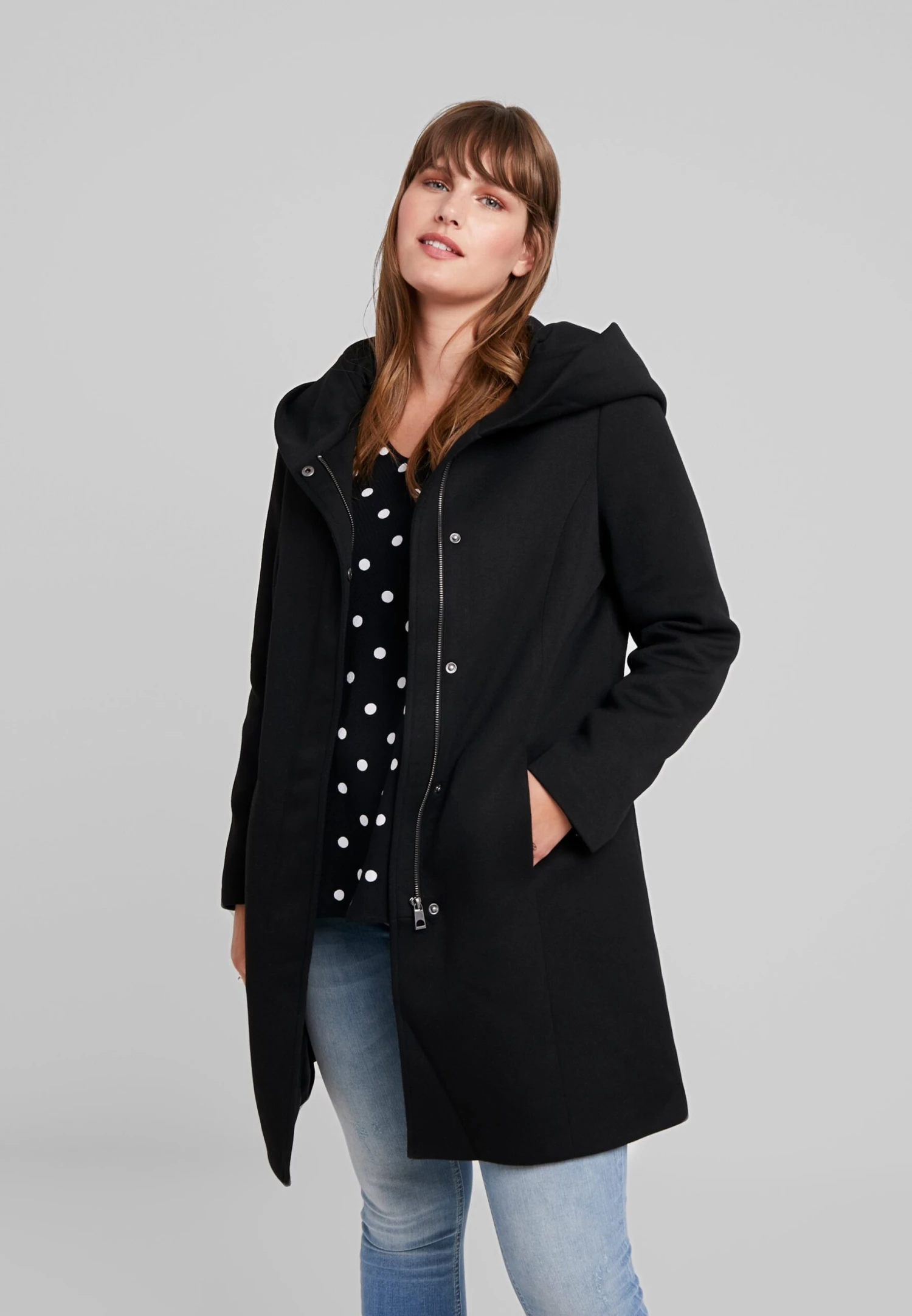 Vero Moda Curve Vmverodona - Halflange Jas - Black 3 Vero Moda Curve Vmverodona - Halflange Jas - Black