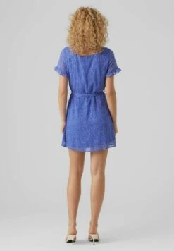 Vero Moda Petite Vmcaro Dotted Button Down - Jurk - Dazzling Blue -Vero Moda Winkel 73ef59e58e79434cbd01756203acfe11