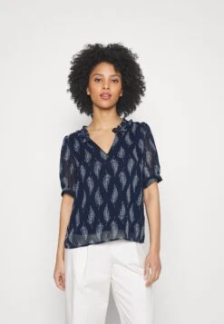 Vero Moda Petite Vmsara V Neck Top - T-Shirt Print - Navy Blazer /Sara
