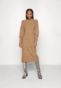 Vero Moda Vmvilla O Neck Dress- Gebreide Jurk - Tigers Eye Melange