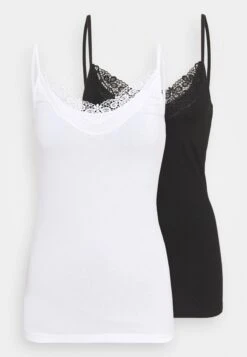 Vero Moda Tall Vminge Lace Singlet 2 Pack - Top - Black/Bright White