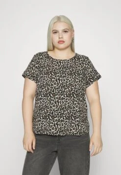Vero Moda Curve Vmceasy- T-Shirt Basic - Oatmeal/Linea Leo