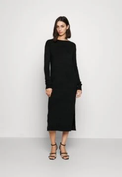Vero Moda Tall Vmlefile Boatneck Calf Dress- Jurk - Black