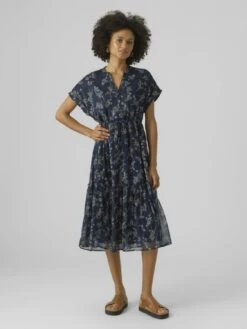 Vero Moda Vmsmilla V Neck Calf Dress - Blousejurk - Night Sky/Vega -Vero Moda Winkel 9d5194cb2c13436f9b91e16c9da3fb43