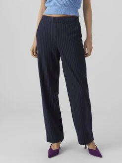 Vero Moda Vmliscookie Wide Pinstripe Pant - Broek - Navy Blazer/Birch