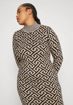 Vero Moda Curve Vmaria High Neck Dress - Gebreide Jurk - Black/Silver Mink -Vero Moda Winkel af21d2fef66741f481b79e03fe8a1012