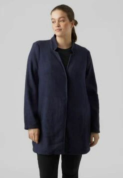 Vero Moda Curve Vmbrushedkatrine Ss23 - Halflange Jas - Navy Blazer