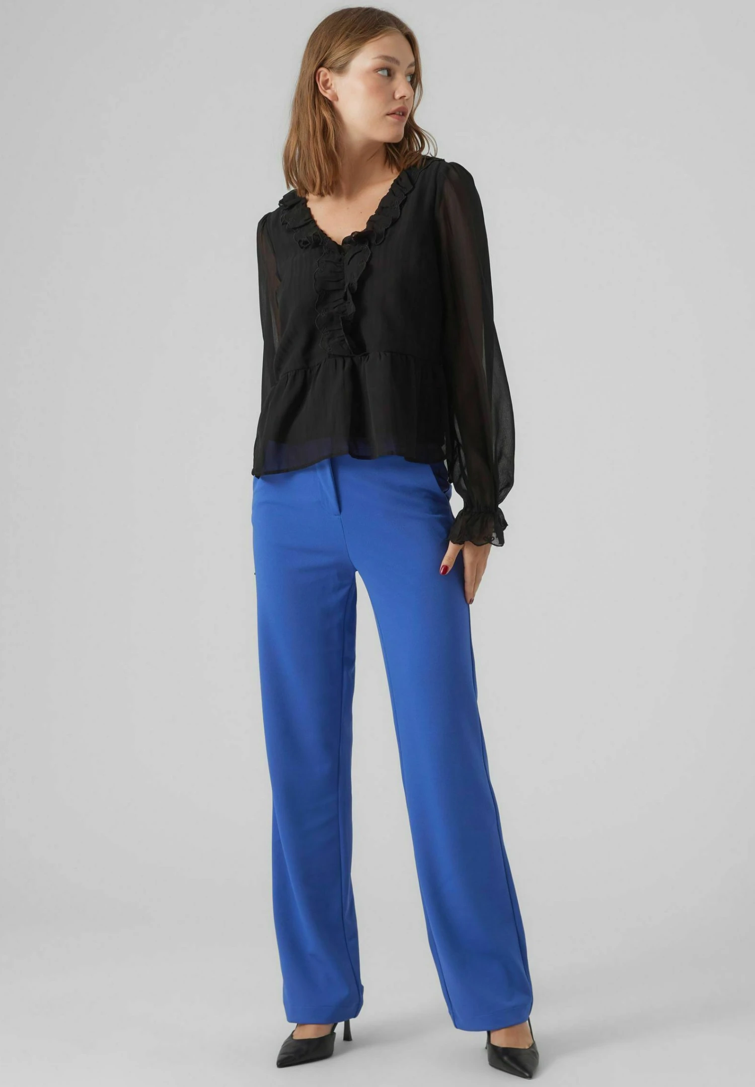 Vero Moda Zamira Straight Noos - Broek - Beaucoup Blue 4 Vero Moda Zamira Straight Noos - Broek - Beaucoup Blue - Afbeelding 2