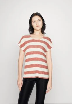 Vero Moda Vmwide Stripe - T-Shirt Print - Marsala/Snow White