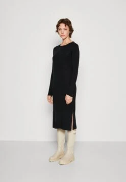 Vero Moda Vmlefile Boatneck Calf Dress - Gebreide Jurk - Black