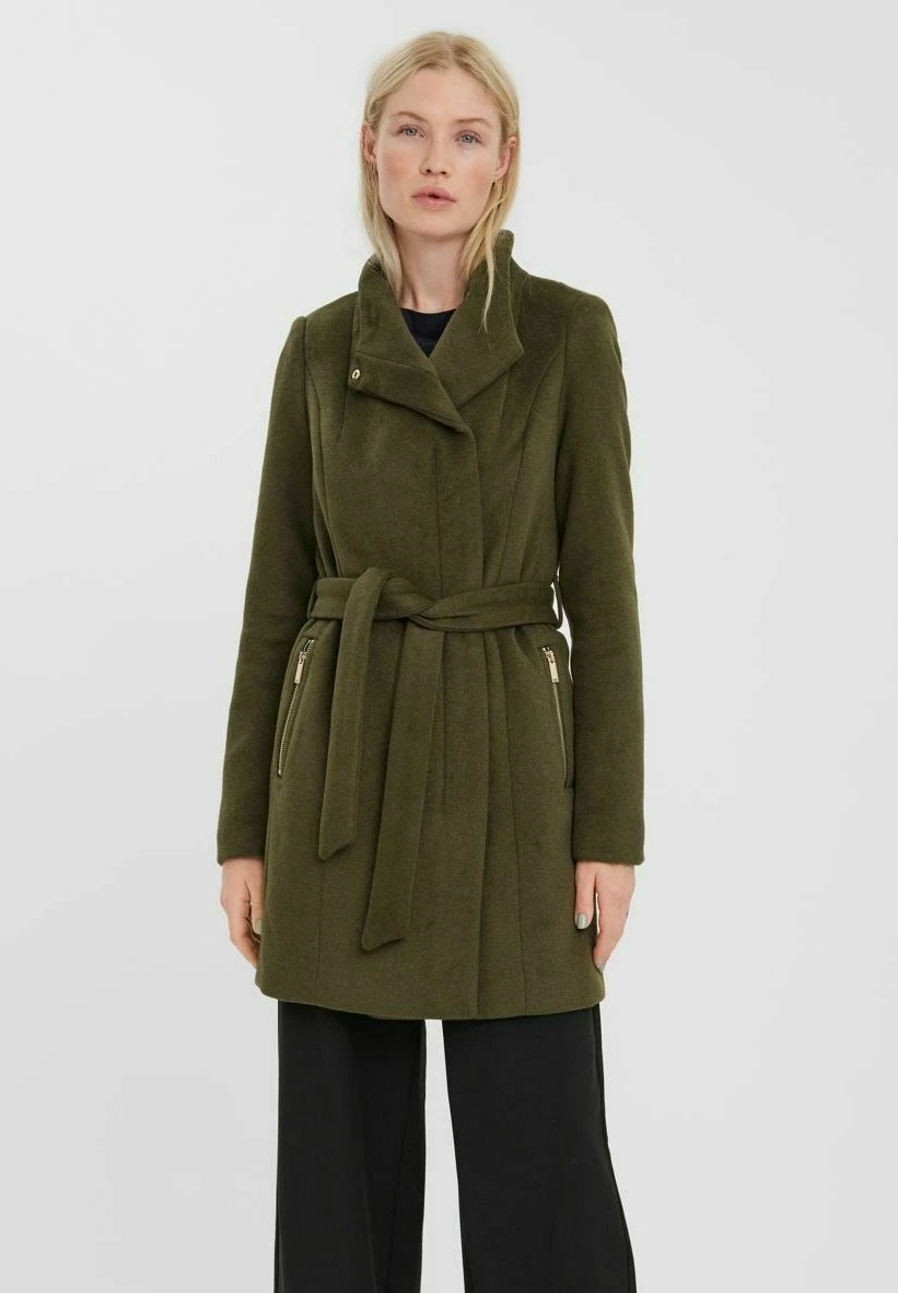 Vero Moda Vmtwodope Belt Jacket - Halflange Jas - Ivy Green 3 Vero Moda Vmtwodope Belt Jacket - Halflange Jas - Ivy Green