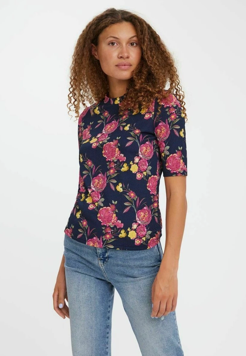 Vero Moda High Neck - T-Shirt Print - Navy Blazer 3 Vero Moda High Neck - T-Shirt Print - Navy Blazer