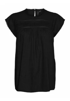 Vero Moda Mit Kurzen Ärmeln Spitze - T-Shirt Print - Black