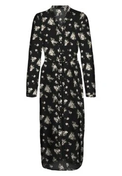Vero Moda Vmeasy Long V Neck Shirt Dress - Maxi-Jurk - Black/Sandy