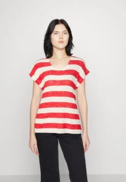 Vero Moda Vmwide Stripe - T-Shirt Print - Goji Berry/Snow White