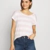 Vero Moda Vmwide Stripe S/L Ga Noos - T-Shirt Print - Sepia Rose/Snow White