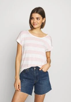 Vero Moda Vmwide Stripe S/L Ga Noos - T-Shirt Print - Sepia Rose/Snow White