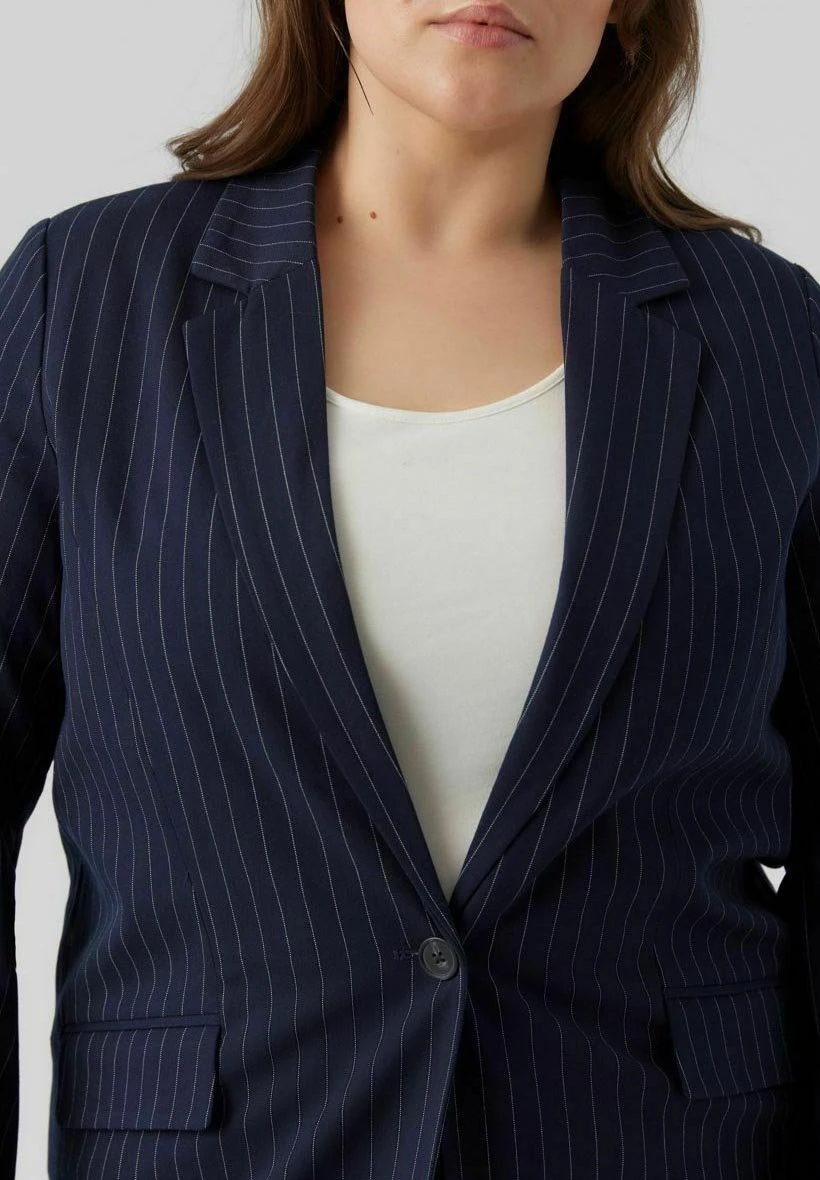 Vero Moda Curve Halflange Jas - Navy Blazer 6 Vero Moda Curve Halflange Jas - Navy Blazer - Afbeelding 4