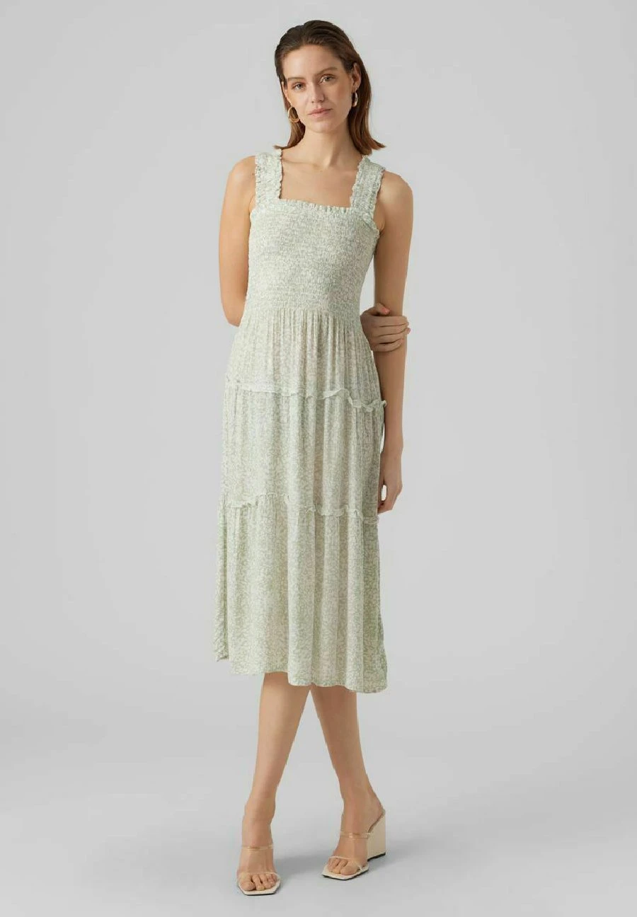 Vero Moda Menny Sl Smock Calf Wvn Ga - Jurk - Reseda 4 Vero Moda Menny Sl Smock Calf Wvn Ga - Jurk - Reseda - Afbeelding 2