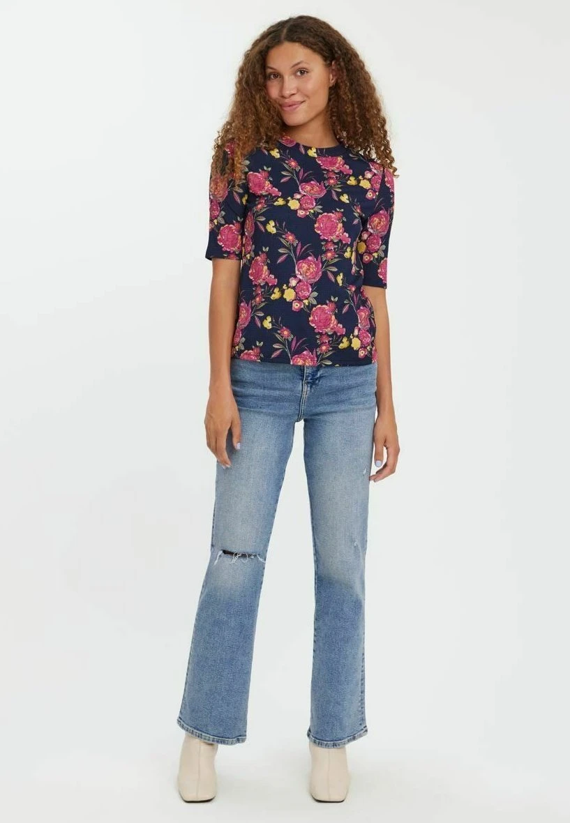 Vero Moda High Neck - T-Shirt Print - Navy Blazer 4 Vero Moda High Neck - T-Shirt Print - Navy Blazer - Afbeelding 2