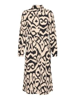 Vero Moda Vmmarisol Tie Calf Dress - Blousejurk - Pearled Ivory/Black Marisol